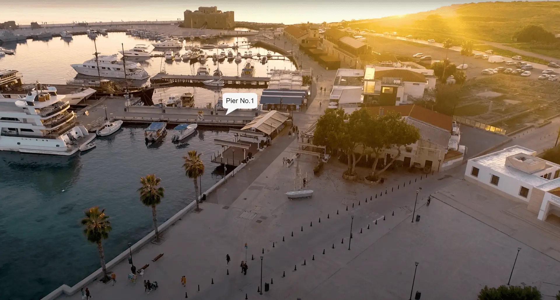 An arial view of the Kato Paphos harbour